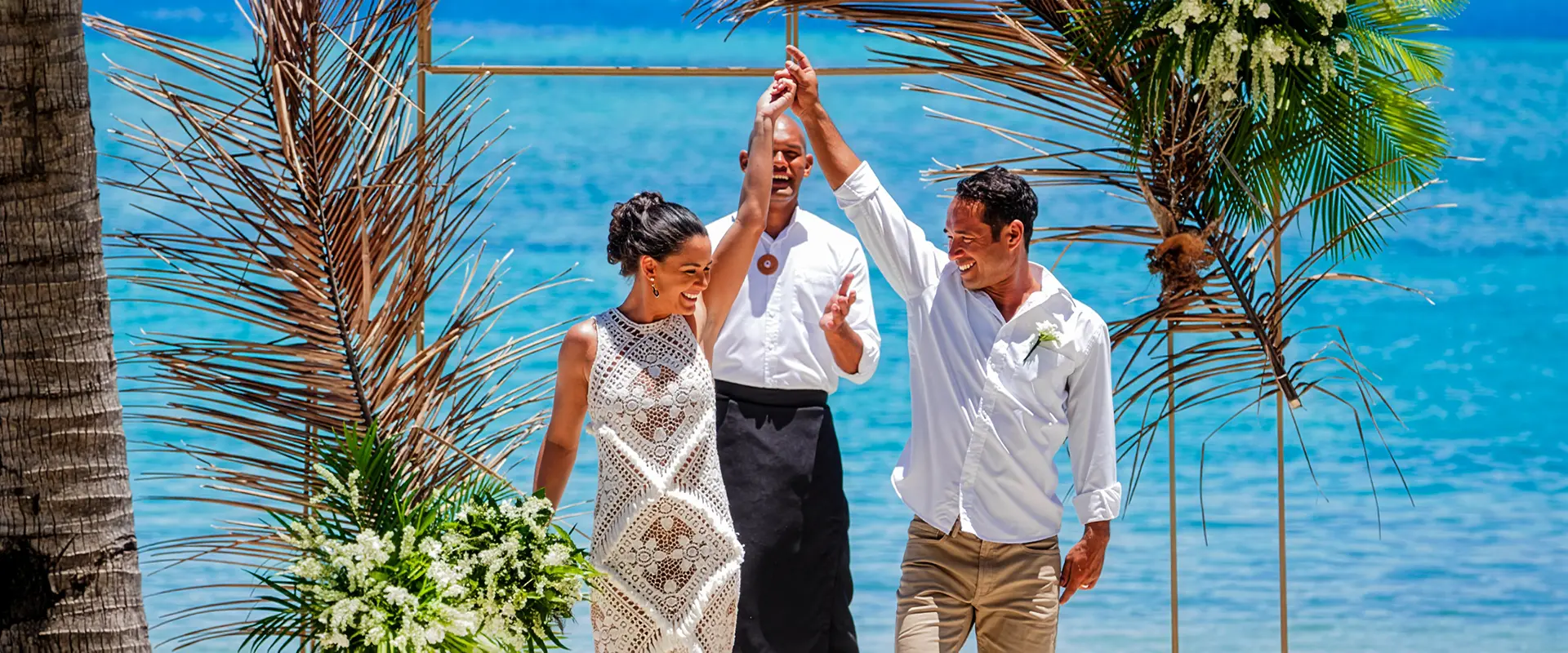 Fiji Bride destination wedding couple celebrating in Fiji